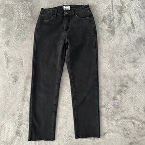 Acne Studio Black Fleece Lined High Rise Straight Crop Jeans Women's 27 4**